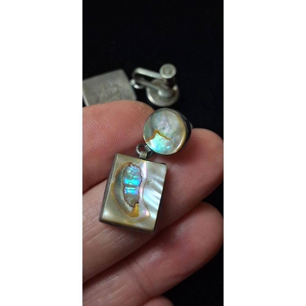 Mother of Pearl/Abalone Shell Vintage Sterling Silver 1940'S Stamped 925